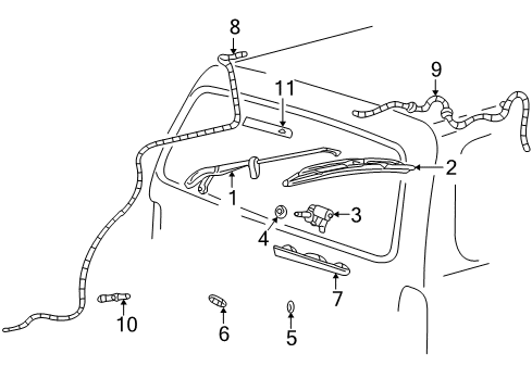 2004 Mercury Mountaineer Lift Gate - Wiper & Washer Components Diagram