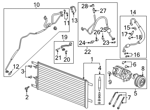 2019 Ford F-250 Super Duty A/C Condenser, Compressor & Lines Diagram