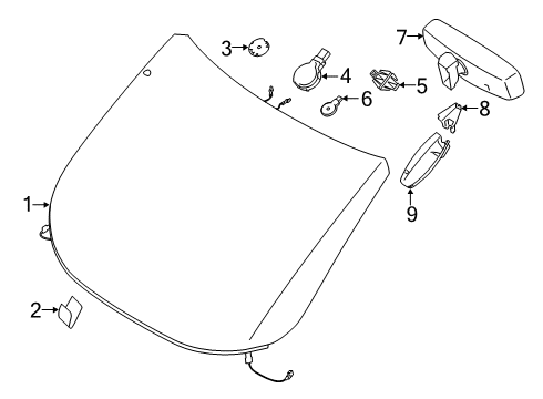 2016 Ford Transit Connect Windshield Glass Diagram