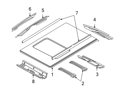 2003 Ford Focus Moulding - Roof Side Trim Diagram for 3S4Z-5850463-AA