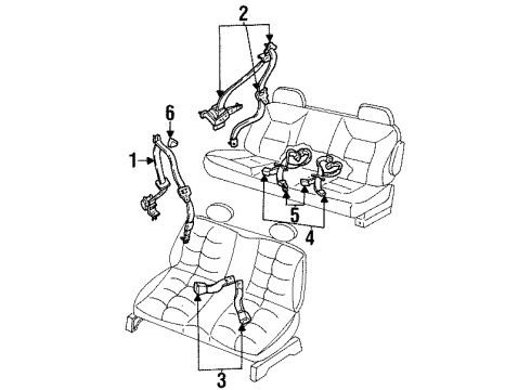 1994 Mercury Villager Seat Belt Assembly Diagram for F4XY-12611B68-A