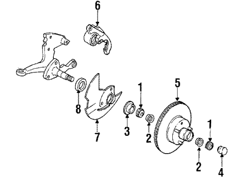 1986 Mercury Cougar Front Suspension, Control Arm, Stabilizer Bar Diagram 2 - Thumbnail