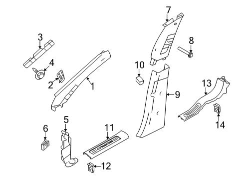 2016 Ford Special Service Police Sedan Interior Trim - Pillars, Rocker & Floor Diagram