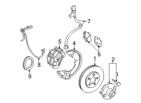 2000 Mercury Sable Brake Components, Brakes Diagram 1 - Thumbnail