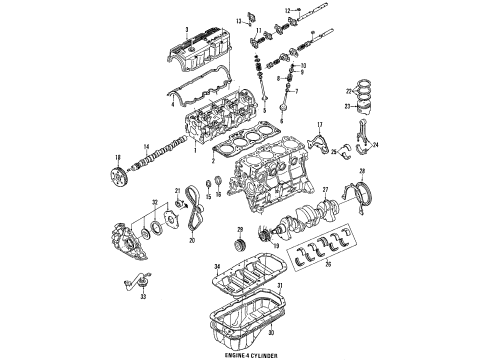 1989 Ford Probe Engine Parts & Mounts, Timing, Lubrication System Diagram