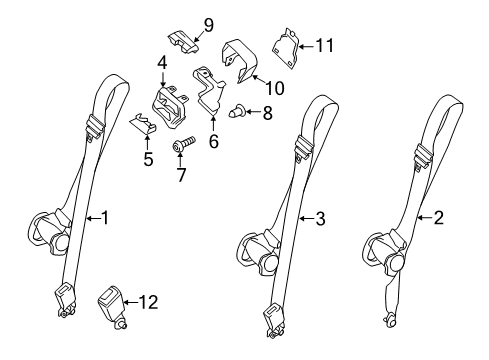 2019 Ford Transit-250 Third Row Seat Belts Diagram