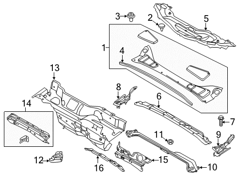 2015 Ford Focus Cowl Diagram 1 - Thumbnail