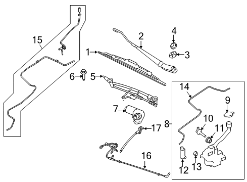 2011 Lincoln MKT Wiper Arm Assembly Diagram for BA8Z-17526-A