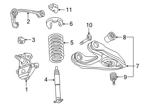 1999 Ford Expedition Front Suspension Components, Lower Control Arm, Upper Control Arm, Stabilizer Bar Diagram