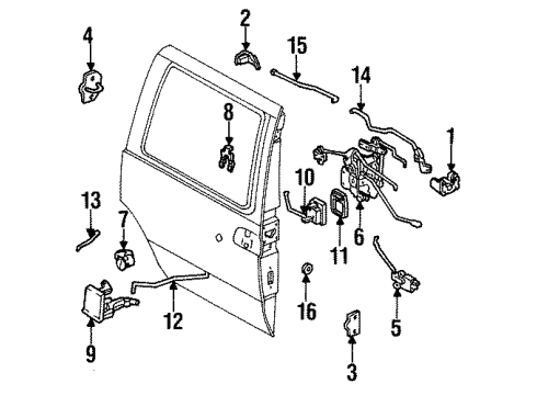 1995 Mercury Villager Handle Assembly Diagram for F3XY-1226680-A