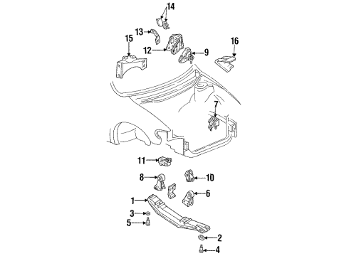 1993 Mercury Villager Bracket Engine Front Support Diagram for F3XY6028A