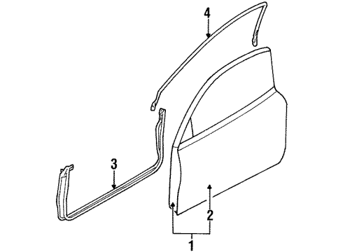 2001 Ford Escort Weatherstrip Diagram for F8CZ-6320530-AA