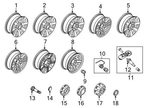 2020 Ford F-350 Super Duty Wheel Cover Diagram for HC3Z-1130-AB