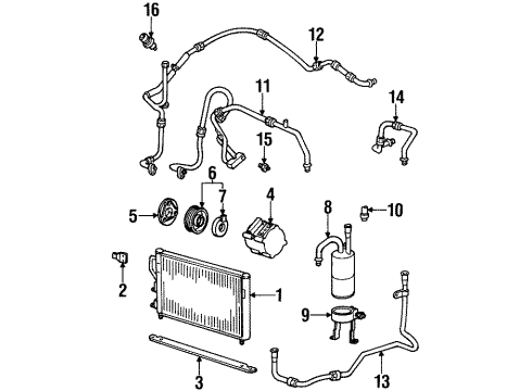 1999 Mercury Mystique A/C Condenser, Compressor & Lines Diagram 2 - Thumbnail