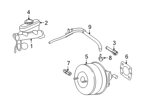 2009 Ford Mustang Cylinder Assembly - Master Diagram for 9R3Z-2140-A