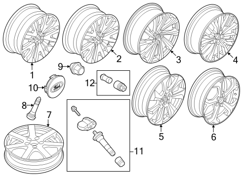 2023 Ford Escape Locks - Chrome Plated for Exposed Lugs Diagram for DM5Z-1A043-A