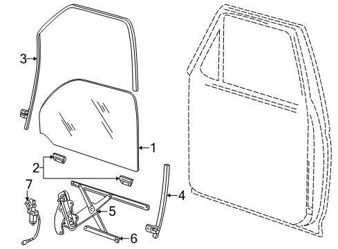 2003 Ford Explorer Sport Door - Glass & Hardware Diagram