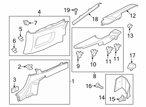 2024 Ford Mustang Interior Trim - Quarter Panels Diagram