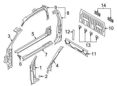 2023 Ford Ranger Hinge Pillar Diagram