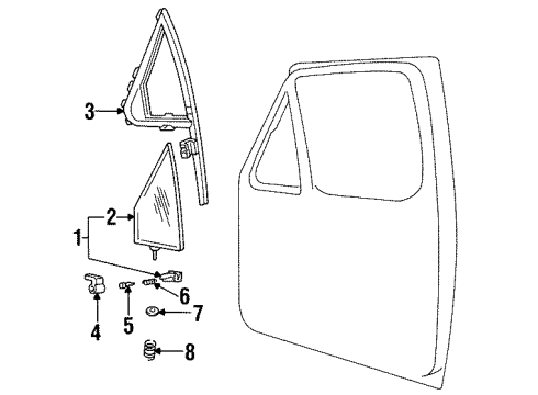 1993 Ford Bronco Door - Glass & Hardware Diagram 2 - Thumbnail