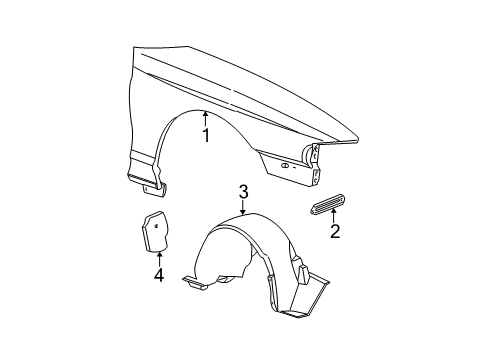 1999 Ford Mustang Fender Assembly - Front Diagram for XR3Z-16005-AA