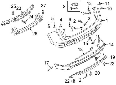 2022 Lincoln Corsair Bumper & Components - Rear Diagram