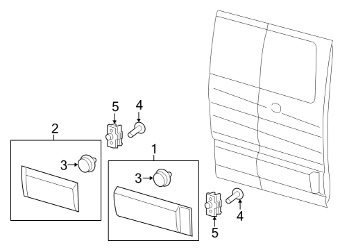 2023 Ford E-Transit Exterior Trim - Side Door Diagram