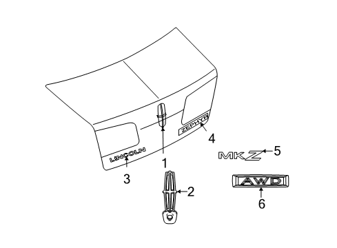 2010 Lincoln MKZ Exterior Trim - Trunk Lid Diagram