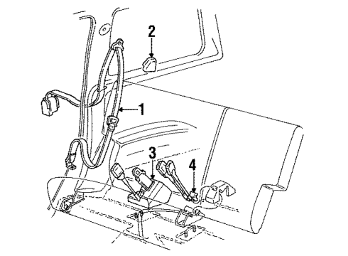 1994 Ford Explorer Rear Seat Belts-Buckle End Left Diagram for F1TZ-7860045-B