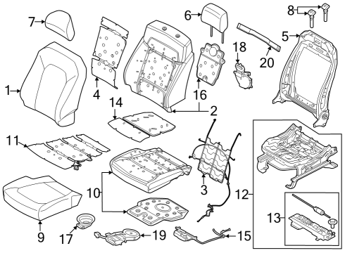 2023 Ford F-150 COVER - HEADREST - ROLL TYPE Diagram for ML3Z-18610A62-CB