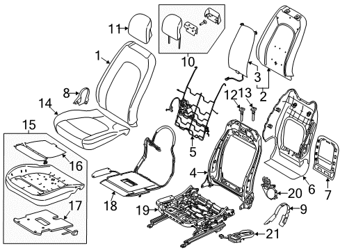 2019 Lincoln MKZ Seat Back Cover Assembly Diagram for HP5Z-5464416-DC