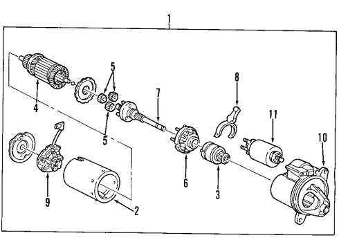 1997 Ford F-150 Starter Motor Assembly Diagram for F7SZ-11002-AARM