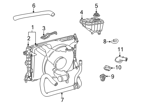 2005 Ford Crown Victoria Radiator & Components Diagram