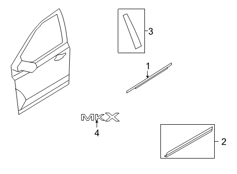 2007 Lincoln MKX Moulding - Door Window Frame Diagram for 7T4Z-7820554-AA