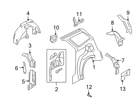 2003 Ford Focus Inner Structure - Quarter Panel Diagram 4 - Thumbnail