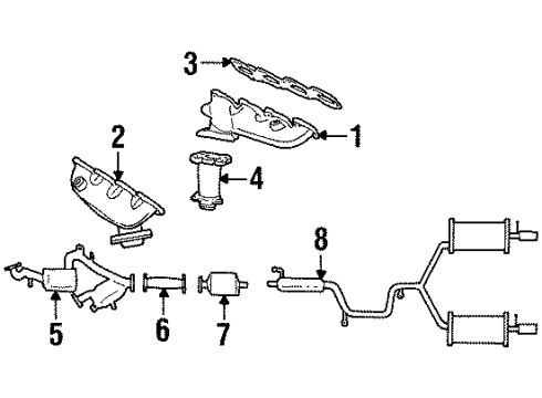 1999 Lincoln Continental Exhaust Manifold Assembly Diagram for XF3Z-9431-AA