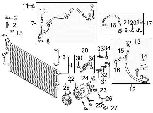 2017 Ford Escape A/C Condenser, Compressor & Lines Diagram