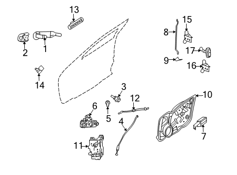 2009 Ford Fusion Front Door - Lock & Hardware Diagram