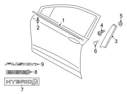 2019 Ford SSV Plug-In Hybrid Exterior Trim - Front Door Diagram