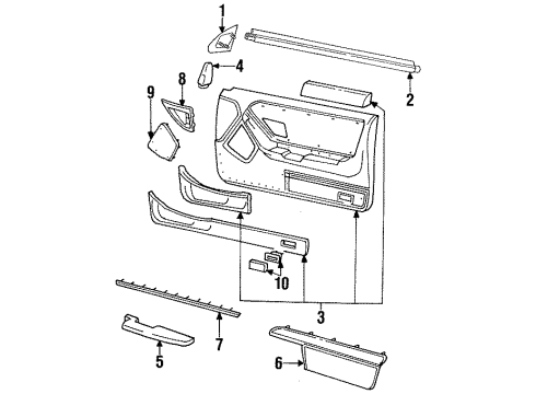 1990 Mercury Cougar Interior Trim - Door Diagram