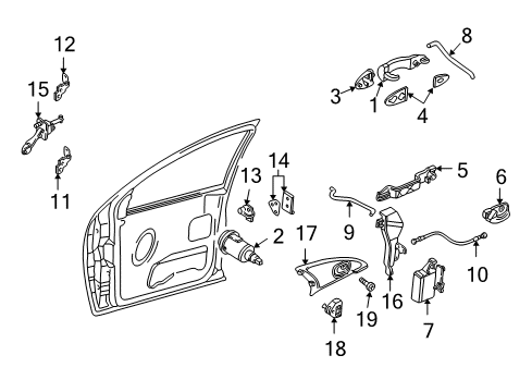 2005 Ford Focus Front Door - Lock & Hardware Diagram 1 - Thumbnail