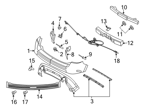 2009 Ford Edge Rear Bumper Diagram 1 - Thumbnail