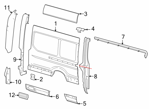 2023 Ford E-Transit PANEL - BODY SIDE - REAR Diagram for LK4Z-61279D46-C