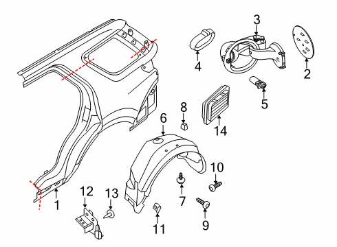 2019 Ford Explorer Quarter Panel & Components Diagram