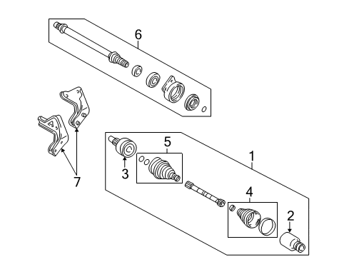 2005 Mercury Mariner Drive Axles - Front Diagram