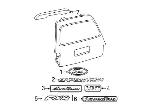 2003 Ford Expedition Exterior Trim - Lift Gate Diagram