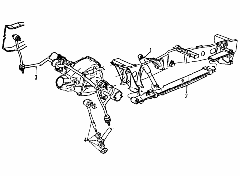 1989 Ford F-350 Rear Suspension Components, Axle Housing, Stabilizer Bar & Components Diagram