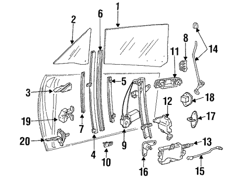 1994 Mercury Capri Switch Assy - Front Door - Central Diagram for F2DZ-14028-A