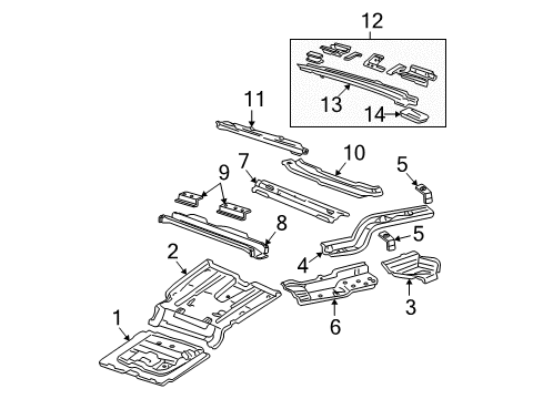 2006 Mercury Mountaineer Pan Assy - Floor - Centre Diagram for 6L2Z-7811160-AA