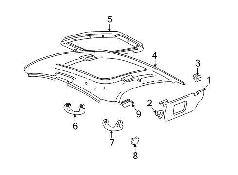 2005 Mercury Sable Interior Trim - Roof Diagram 1 - Thumbnail